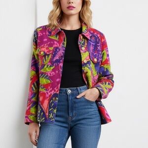 Choices Multicolor Retro Boho Y2k Top Blazer 100%Cotton size PM